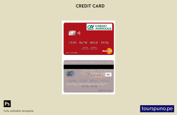 lista para imprimir plantilla de tarjeta mastercard de France Credit Agricole Ba